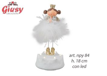 Angelo Girl In Resina Bianco Con Led h.18 Cm 1*24