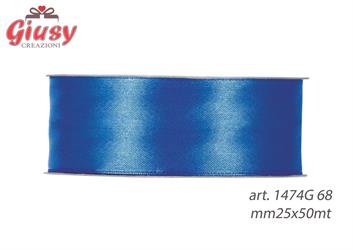 Nastro Doppio Raso Mm25x50 Metri Colore Blu Cobalto