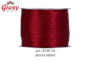 Nastro Doppio Raso 6mmx100 Metri Colore Bordeaux