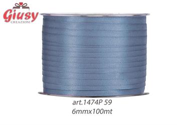 Nastro Doppio Raso 6mmx100 Metri Colore Smokey Blue
