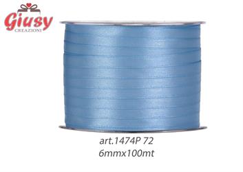 Nastro Doppio Raso 6mmx100 Metri Colore  Light Blue