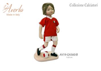 Calciatore Grande Bari  In Porcellana Di Capodimonte  h.25 Cm Completo Di Scatola Cilindrica