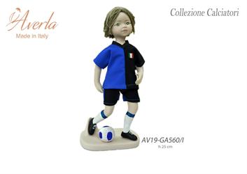 Calciatore Grande Milano In Porcellana Di Capodimonte h.25 Cm Completo Di Scatola Cilindrica
