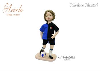 Calciatore Medio Milano In Porcellana Di Capodimonte h.21 Cm Completo Di Scatola Cilindrica