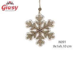 Appendino Fiocco Di Neve Colore Bianco E Marrone 9x1xh.10 Cm