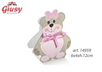 Scatolina Portaconfetti Orsetto Ted Bear Colore Rosa 6x4xh.12 Cm 10*200