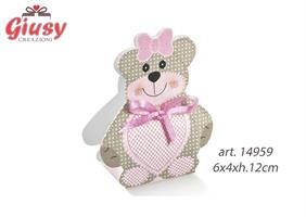 Scatolina Portaconfetti Orsetto Ted Bear Colore Rosa 6x4xh.12 Cm 10*200