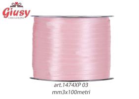 Nastro Doppio Raso Mm3x100 Metri Colore Rosa