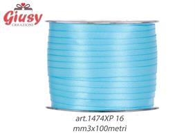 Nastro Doppio Raso Mm3x100 Metri Color Azzurro Mare