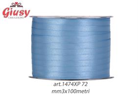 Nastro Doppio Raso Mm3x100 Metri Color Azzurro Polvere