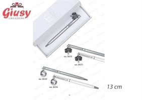 Penna Argentata Con Ciondolo Albero Della Vita In Ottone Placcato In Argento 13Cm Completa Di Scatola