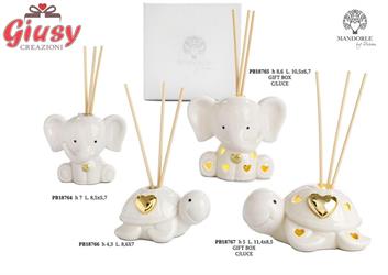 Diffondiprofumo Tartaruga In Porcellana Con Cuore Decorato In Oro Con Led 11,4 Cm 4*36