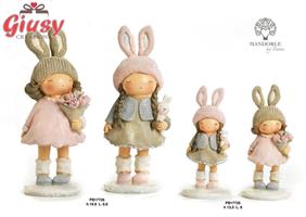Bimba Con Cappello Con Orecchie In Resina 2 Soggetti Assortiti H.20,2 Cm 2*24
