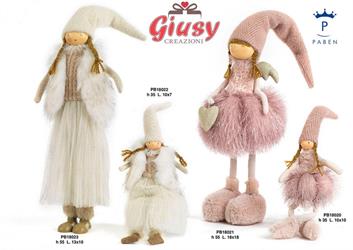 Ragazza Spiritosa Con Pelliccia In Resina E Stoffa H.55 Cm 2*12