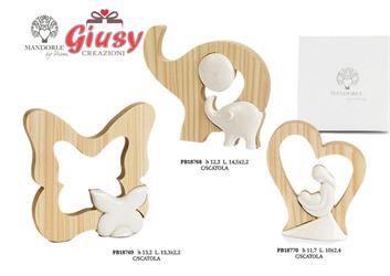 Maternità Stilizzata In Porcellana E Legno 11,7 Cm Completa di Scatola 3*48