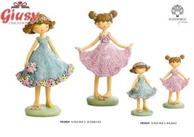 Ragazza Con Vestito Fiori In Resina 2 Soggetti Assortiti H.10,9 Cm 6*96