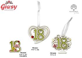 Cuore Con Numero 18 Con Coccinella In Resina Con Appendino 6,8 Cm 24*240