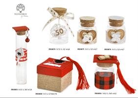 Barattolo Laurea In Plastica Rivestito Con Stoffa E Applicazione Tocco+Nappina+Libro In Legno 36*360