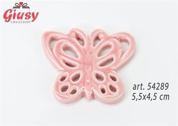 Farfalla In Porcellana Rosa Con Calamita 5,5xh.4,5 Cm 24*288