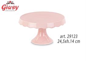 Alzata In Ceramica Rosa Decoro Dolomite 24,5xh.14 Cm 1*4