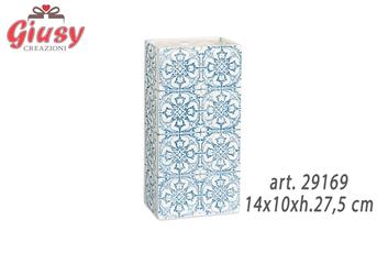 Vaso In Ceramica Collezione Mediterranea Decoro Blu 14x10x28,5 Cm 1*8