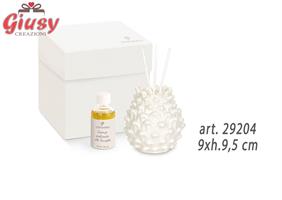 Diffusore Pigna In Porcellana 9xh.9,5 Cm Completa Di Scatola Ed Essenza 1*72