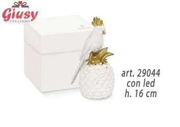 Pappagallo Su Ananas Con Led H.16 Cm Completo Di Scatola