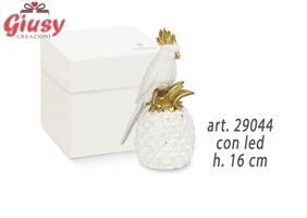 Pappagallo Su Ananas Con Led H.16 Cm Completo Di Scatola