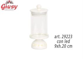Contenitore In Vetro E Metallo Con Coperchio E Led 9xh.20 Cm 1*18