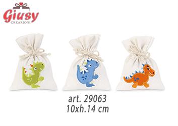 Sacchetti con Decoro Dinosauro Assortito In 3 Colori 10xh.14 Cm 12*360