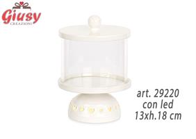 Contenitore In Vetro E Metallo Con Coperchio E Led 13xh.18 Cm 1*18