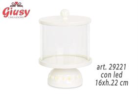 Contenitore In Vetro E Metallo Con Coperchio E Led 16xh.22 Cm 1*8