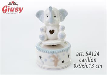 Elefante Carillon In Porcellana Celeste 9xh.13 Cm 1*36