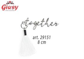 Deco Scritta Together Argento Con Nappina Bianca 8 Cm 12*384