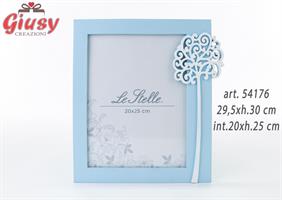 Portafoto In Resina Azzurro Decoro Albero Della Vita 29,5xh.30 Cm Interno 20x25 cm 1*8