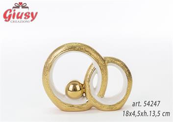 Cerchi In Porcellana Bianca Con Decoro In Oro 18x4,5xh.13,5 Cm 2*36