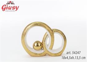 Cerchi In Porcellana Bianca Con Decoro In Oro 18x4,5xh.13,5 Cm 2*36