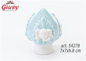 Pomo In Porcellana Celeste Con Elefante 7x7xh.8 Cm 4*96