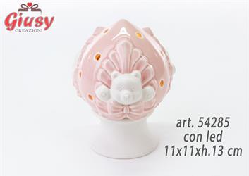 Pomo Con Orsetto In Porcellana Rosa 11x11xh.13 Cm 1*24