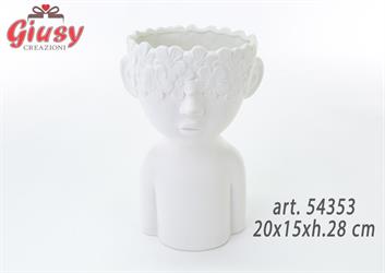 Vaso Busto Boy In Porcellana Bianca 20x15xh.28 Cm 1*4