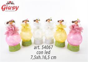 Fatina In Resina Su Sfera Con Led 6 Soggetti Assortiti 7,5xh.16,5 Cm 6*24