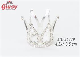 Corona In Metallo Con Strass Color Argento 4,5xh.3,5 Cm 24*480