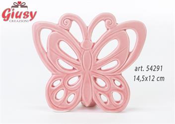 Farfalla In Porcellana Rosa 14,5xh.12 Cm 4+36