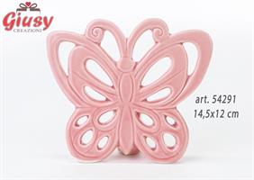 Farfalla In Porcellana Rosa 14,5xh.12 Cm 4+36
