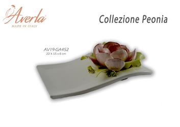 Svuotatasche In Porcellana Di Capodimonte Con Peonia 22x15xh.6 Cm Completo Di Astuccio