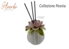 Profumatore Medio In Porcellana Di Capodimonte Con Peonia 12xh.17 Cm Completo Di Astuccio