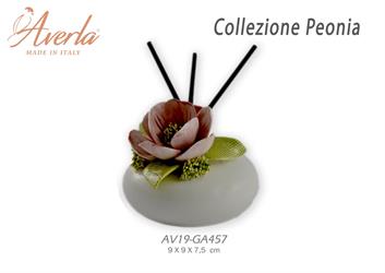 Profumatore Piccolo In Porcellana Di Capodimonte Con Peonia 9x9xh.7,5 Cm Completo Di Astuccio
