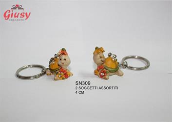 Tartaruga Portachiavi In Resina 2 Soggetti Assortiti   Cm 3x3