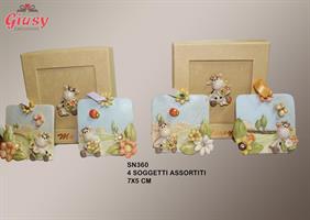 Mucca Lola Piastrella Da Appendere 4 Soggetti Assortiti Con Scatola Regalo 4*72