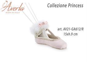 Profumatore Scarpa In Velluto Cipria Con Marabout In Porcellana Di Capodimonte Collezione Princess 15xh.9 Cm Completo Di Astuccio